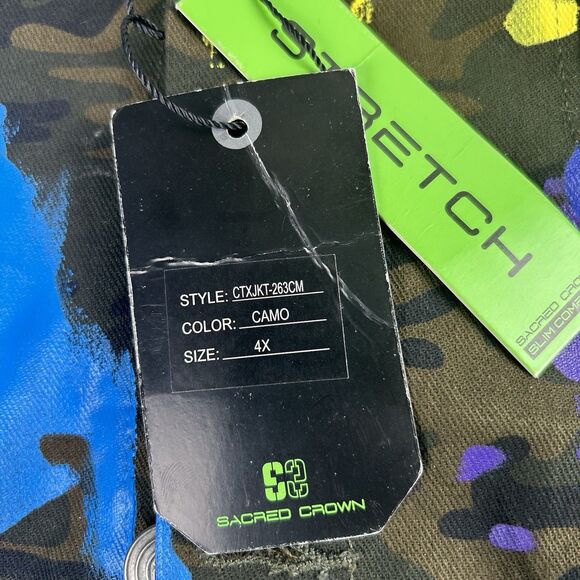 Sacred Crown Men's 4XL Painted Camo Jacket Battle - Graffiti Trucker NWT - Picture 6 of 10
